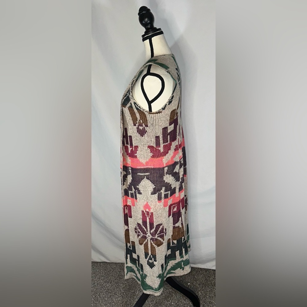 Cecilia Prado Open Front Long Sweater Vest Aztec Colorful Anthropologie Size M - Picture 5 of 12